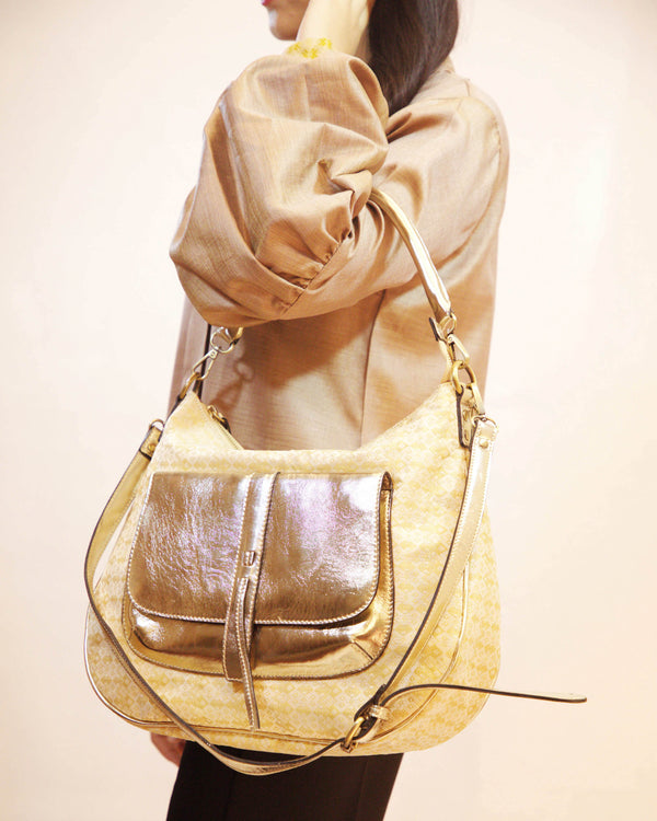 Ladies Handbag with genuine leather trims