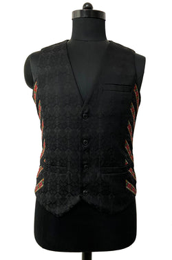 V-NECK MENS WAISTCOAT WITH MITTERED DETAIL AT SIDE PANELS