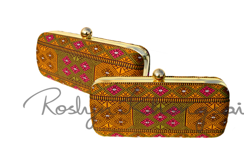 Handmade Boxy Clutch with traditional touch