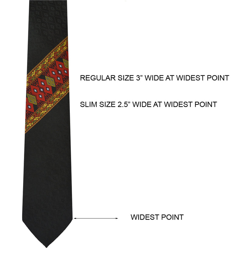 NECKTIE WITH DIAGONALLY PLACED SAIPIKHUP WITH WOODEN GIFT BOX & CUFFLINK