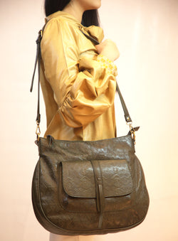 Leather embossed ladies handbag